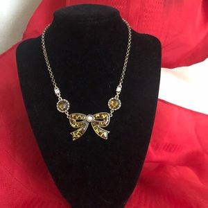 Vintage Betsey Johnson Cheetah Bow Necklace